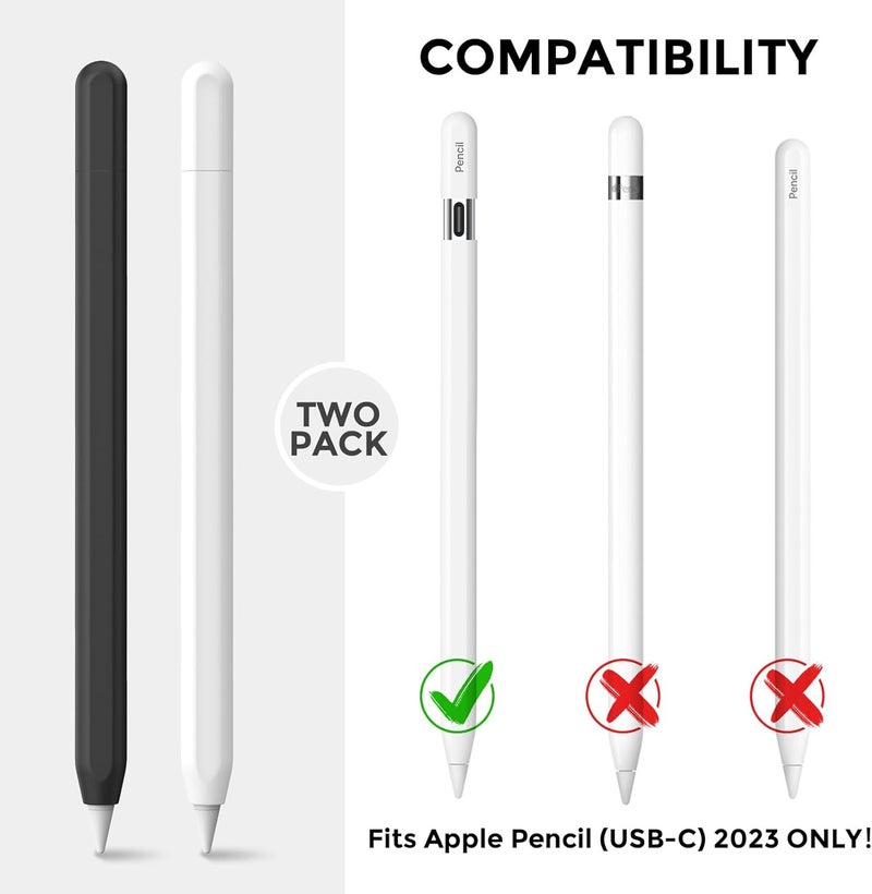 Ahastyle 2 Pack Silicone Apple Pencil (USB-C) Case 2023 Ultra Thin Proteative Cover Skin Apple Pencil Sleeve Anti-Slip Grip Compatible with Apple Pencil USB C (Black & White) - Image 2